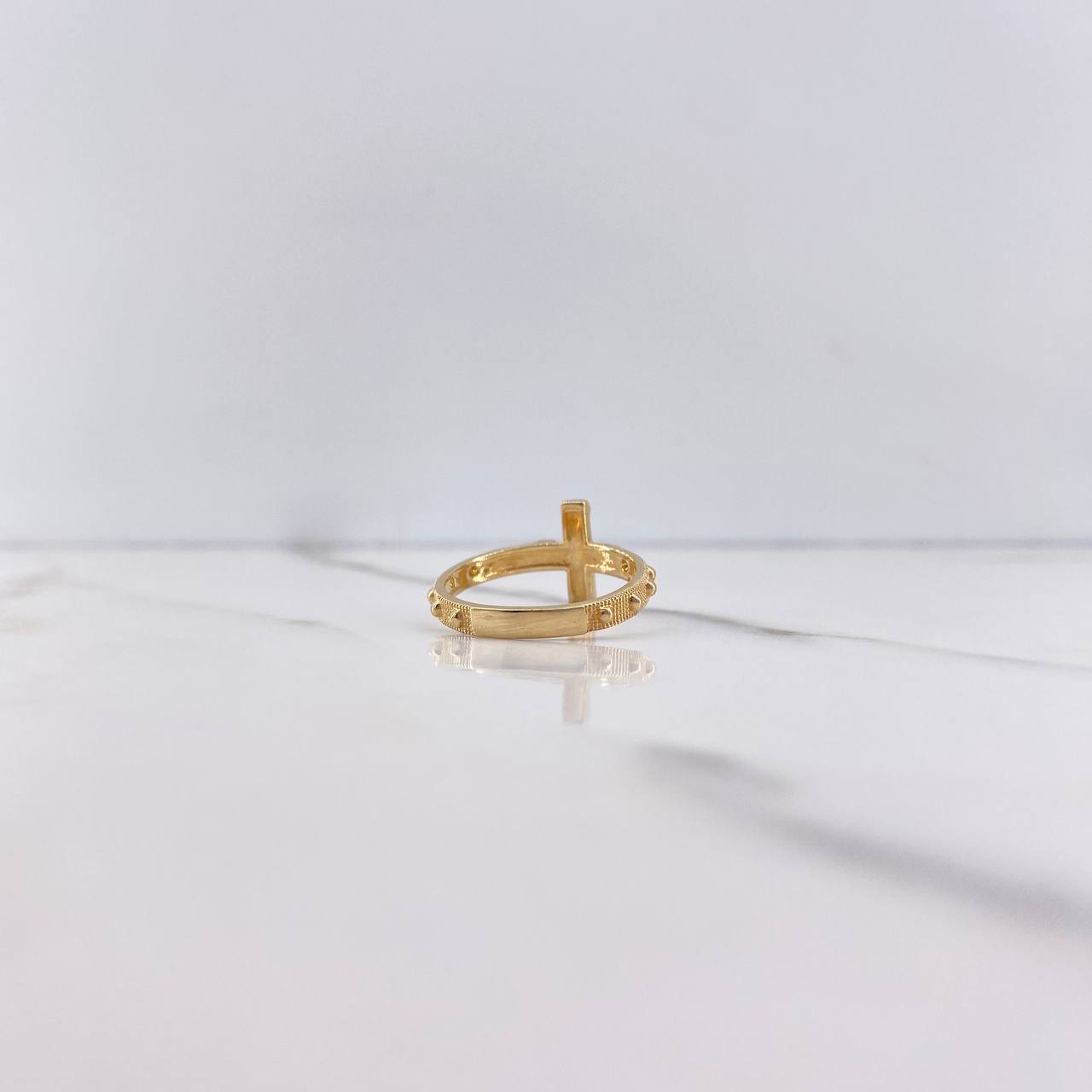 Anillo Puntos Cruz Cristo 3.25gr / T7 1/4 / Oro Amarillo $