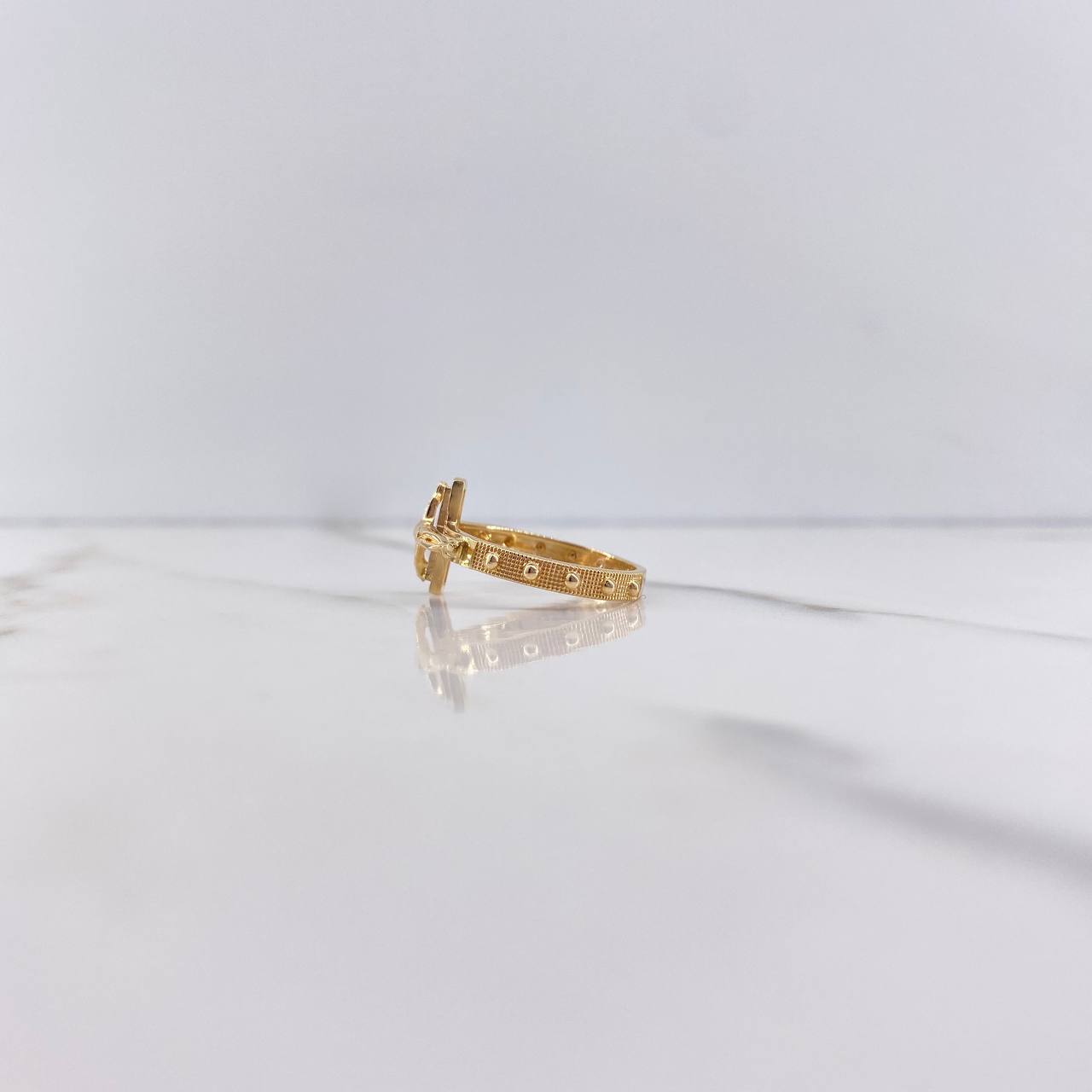 Anillo Puntos Cruz Cristo 3.25gr / T7 1/4 / Oro Amarillo $