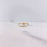 Anillo Tiara En V 1.15gr / T5 3/4 / Circones Fucsia Blancos Oro Amarillo $