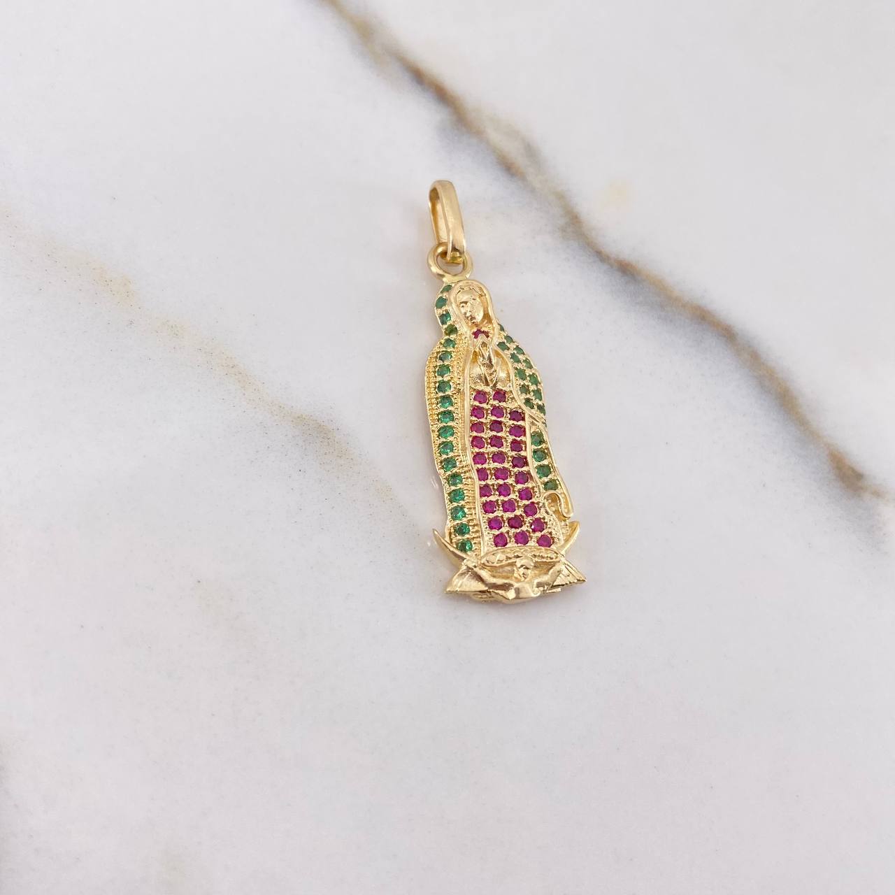 Dije Virgen Guadalupe 3gr / 3.5cm / Circones Fucsia Verdes Oro Amarillo $