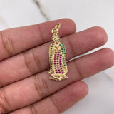 Dije Virgen Guadalupe 3gr / 3.5cm / Circones Fucsia Verdes Oro Amarillo $