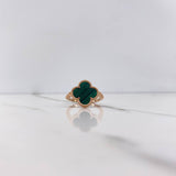 Anillo Trebol VCyA 4.2gr / T7 / Malaquita Verde Oro Rosa Nac.Esp. &