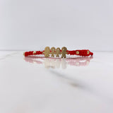 Pulsera Roja Herraje Familia 3.7gr / 3mm-4mm Bolas Diamantadas Oro Amarillo &