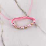 Pulsera Rosado Mamá 0.25gr / 5mm Bolas Lisas Oro Amarillo $