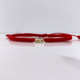 Pulsera Roja Bolas Diamantadas 0.15gr / 3mm Oro Amarillo $