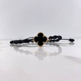 Pulsera Negra Trebol VCyA 3gr / Resina Negra Oro Amarillo $