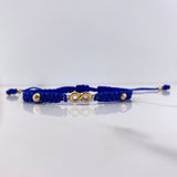 Pulsera Azul Herraje Infinito 0.7gr / 3mm-4mm Bolas Diamantadas Oro Amarillo $