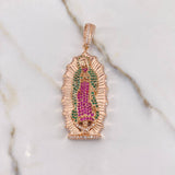 Dije Virgen Guadalupe 12.6gr / 5.9cm / Circones Verdes Fucsias Blancos Oro Rosa &