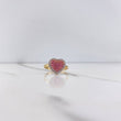 Anillo Corazon 2.75gr / T6 3/4 / Circones Fucsias Blancos Dos Oros Amarillo Blanco &