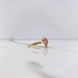 Anillo Corazon 2.75gr / T6 3/4 / Circones Fucsias Blancos Dos Oros Amarillo Blanco &