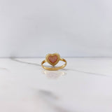 Anillo Corazon 2.75gr / T6 3/4 / Circones Fucsias Blancos Dos Oros Amarillo Blanco &