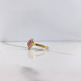 Anillo Corazon 2.75gr / T6 3/4 / Circones Fucsias Blancos Dos Oros Amarillo Blanco &