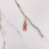 Dije Virgen Guadalupe 1.75gr / 2.7cm / Circones Fucsias Verdes Blancos Oro Rosa &