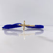 Pulsera Azul Herraje Cruz Cristo 1.05gr / Puntas Planas Oro Amarillo $