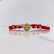 Pulsera Roja Herraje San Benito 1.1gr / 4mm Troquelado Bolas Lisas Oro Amarillo $