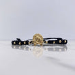 Pulsera Negra Herraje Herradura Caballo 1.4gr / 3mm Bolas Lisas Oro Amarillo $