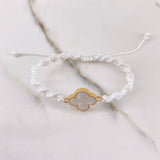 Pulsera Blanca Trebol VCyA 2.65gr / Resina Blanca Oro Amarillo Nac.Esp. $