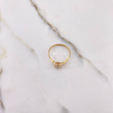 Anillo Solitario Doble Linea 1.65gr / T7 1/2 / Circon Blanco Oro Amarillo &