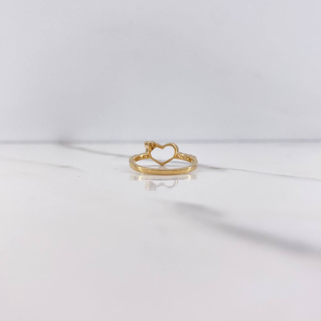 Anillo Silueta Corazon 1.75gr / T5 3/4 / Circones Blancos Oro Amarillo &