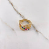 Anillo Rustico 7.05gr / T7 1/2 / Circones Colores Dos Oros Amarillo Blanco &