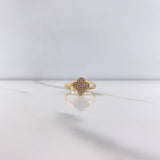 Anillo Trebol 2.45gr / T6 1/4 / Circones Blancos Oro Amarillo &