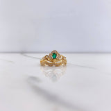 Anillo Corona 3gr / T7 / Circones Verde Blancos Oro Amarillo &