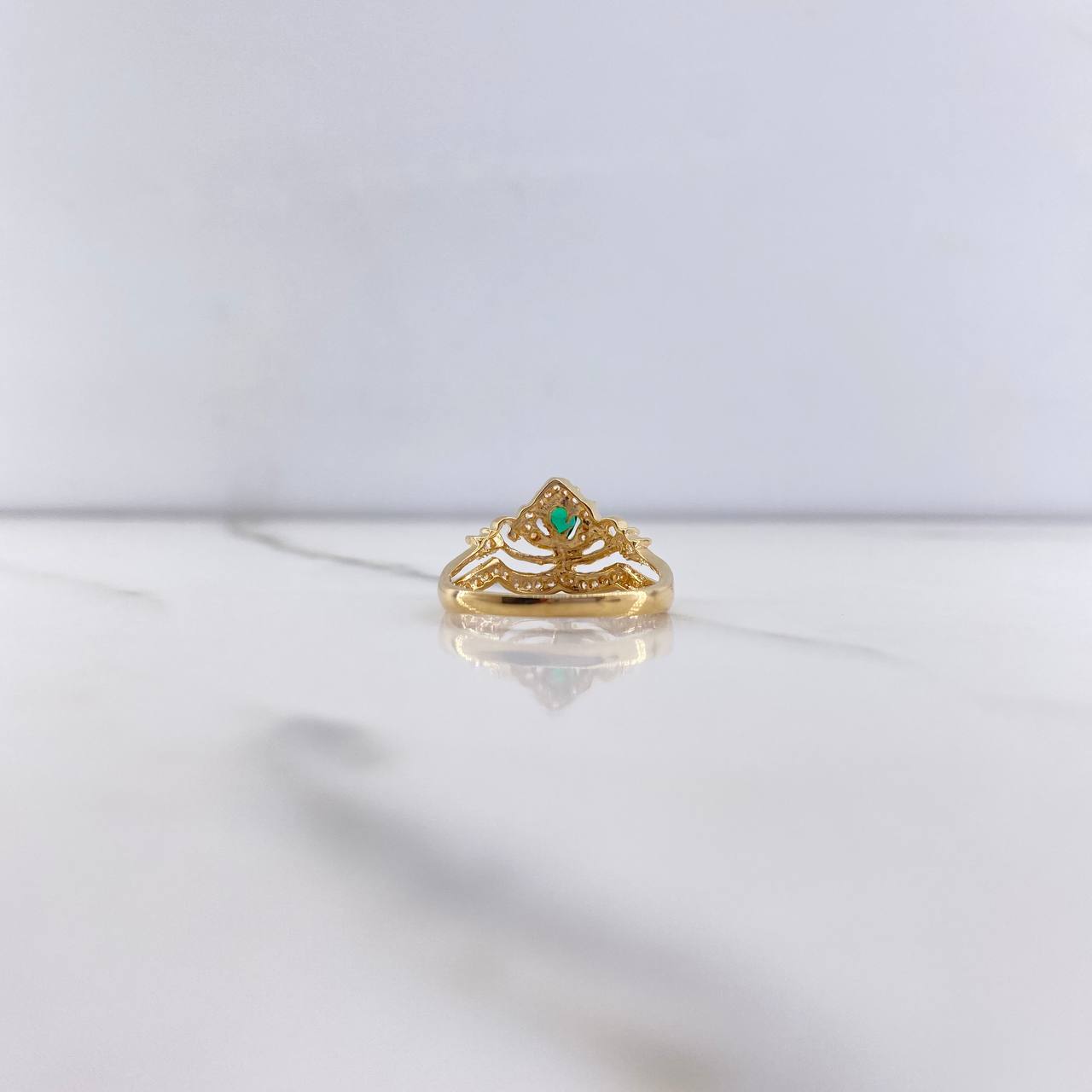 Anillo Corona 3gr / T7 / Circones Verde Blancos Oro Amarillo &