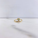 Anillo Halo Corazon 2.25gr / T6 1/4 / Circones Azul Blancos Oro Amarillo &