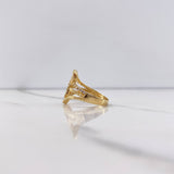 Anillo Lineas Cruzadas 3.85gr / T6 3/4 / Circones Blancos Oro Amarillo &