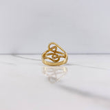 Anillo Lineas Cruzadas 3.85gr / T6 3/4 / Circones Blancos Oro Amarillo &