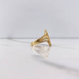 Anillo Lineas Cruzadas 3.85gr / T6 3/4 / Circones Blancos Oro Amarillo &