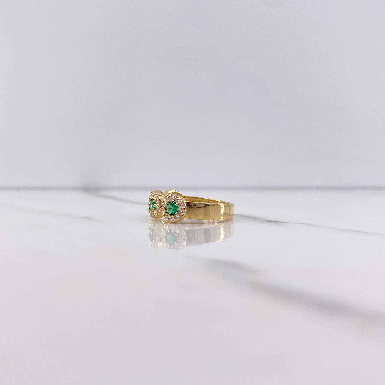 Anillo Churumbela Tupida 3.1gr / T6 1/4 / Circones Verdes Blancos Oro Amarillo &