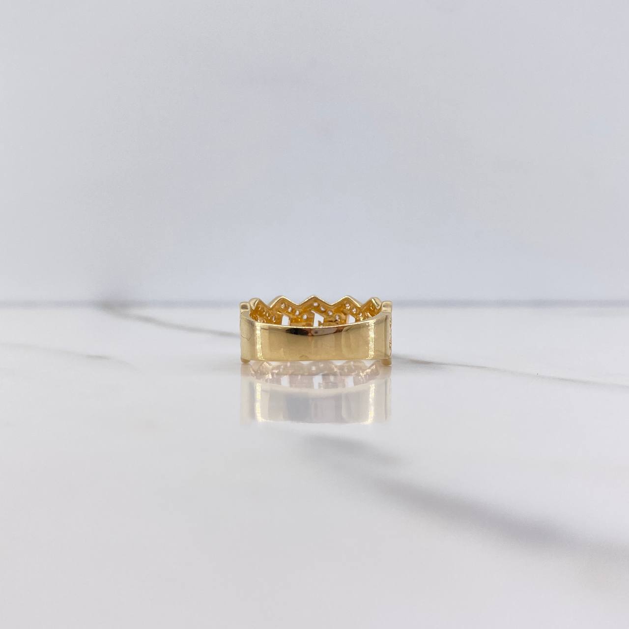 Anillo Cubano 4.25gr / T6 3/4 / Circones Blancos Oro Amarillo $