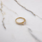 Anillo Solitario Puente 2.55gr / T7 / Circones Blancos Oro Amarillo $