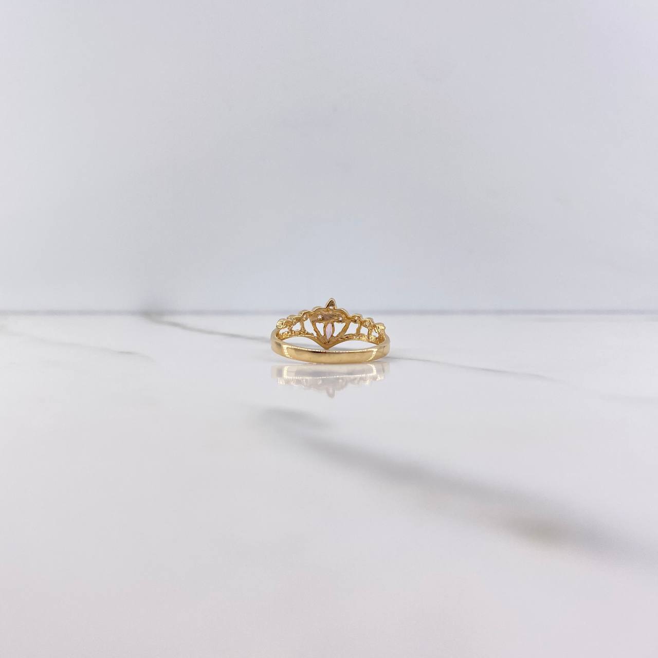 Anillo Tiara Corazon 1.95gr / T7 1/4 / Circones Rosado Blancos Oro Amarillo $