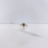 Anillo Solitario Halo 2.35gr / T7 / Circones Azul Blancos Oro Amarillo $