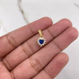 Dije Halo Corazon 1.15gr / 1.4cm / Circones Azul Blancos Oro Amarillo $