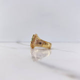 Anillo Virgen Guadalupe 7.85gr / T7 1/4 / Cruces Circones Fucsias Verdes Blancos Dos Oros Amarillo Rosa $