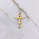 Dije Cruz Cristo 1.65gr / 4.2cm / Borde Rayado Oro Amarillo $