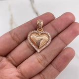 Dije Corazon 4.5gr / 2.8cm / Circones Blancos Oro Rosa $