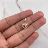 Dije Corazon 0.85gr / 1.7cm / Circones Blancos Oro Rosa $