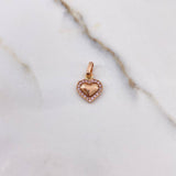 Dije Corazon 0.85gr / 1.7cm / Circones Blancos Oro Rosa $