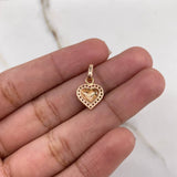 Dije Corazon 0.85gr / 1.7cm / Circones Blancos Oro Rosa $