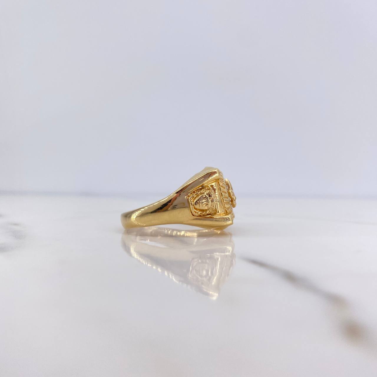 Anillo Flor De Lis Medusa 10gr / T10 1/4 / Circones Blancos Oro Amarillo $