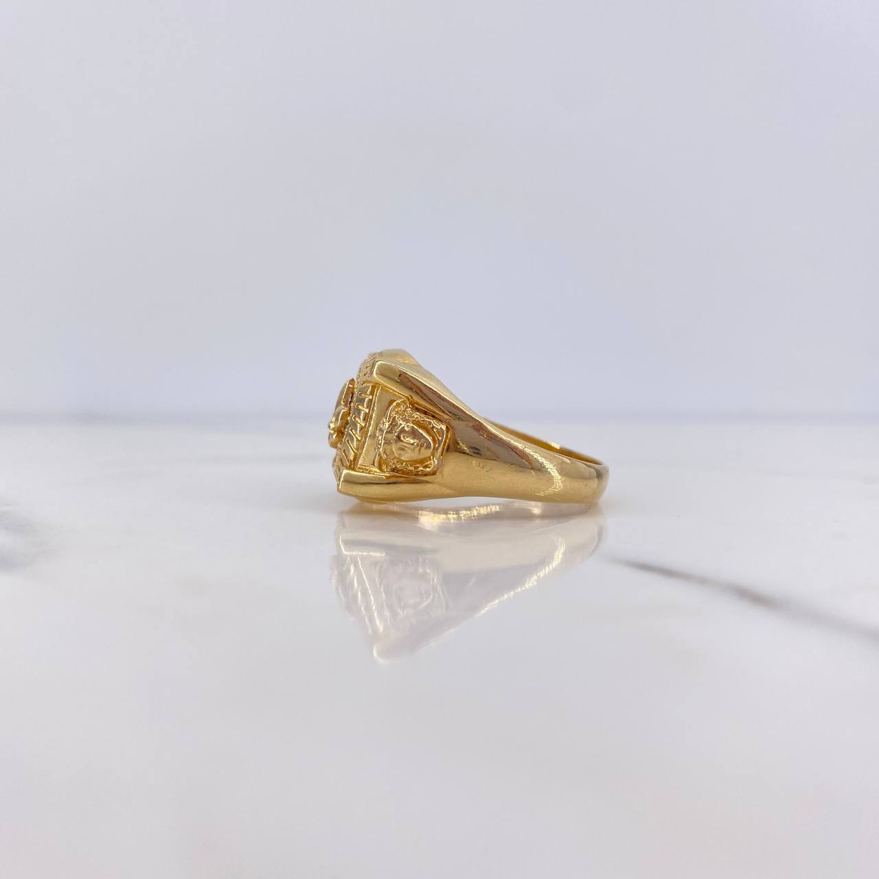 Anillo Flor De Lis Medusa 10gr / T10 1/4 / Circones Blancos Oro Amarillo $