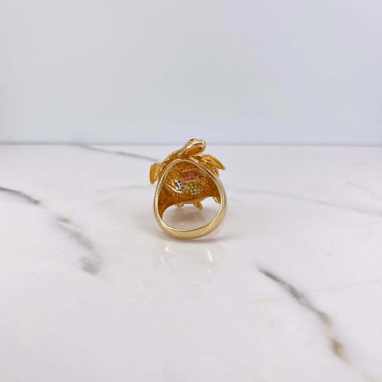 Anillo Tortuga 12.1gr / T9 1/4 / Circones Colores Oro Amarillo $