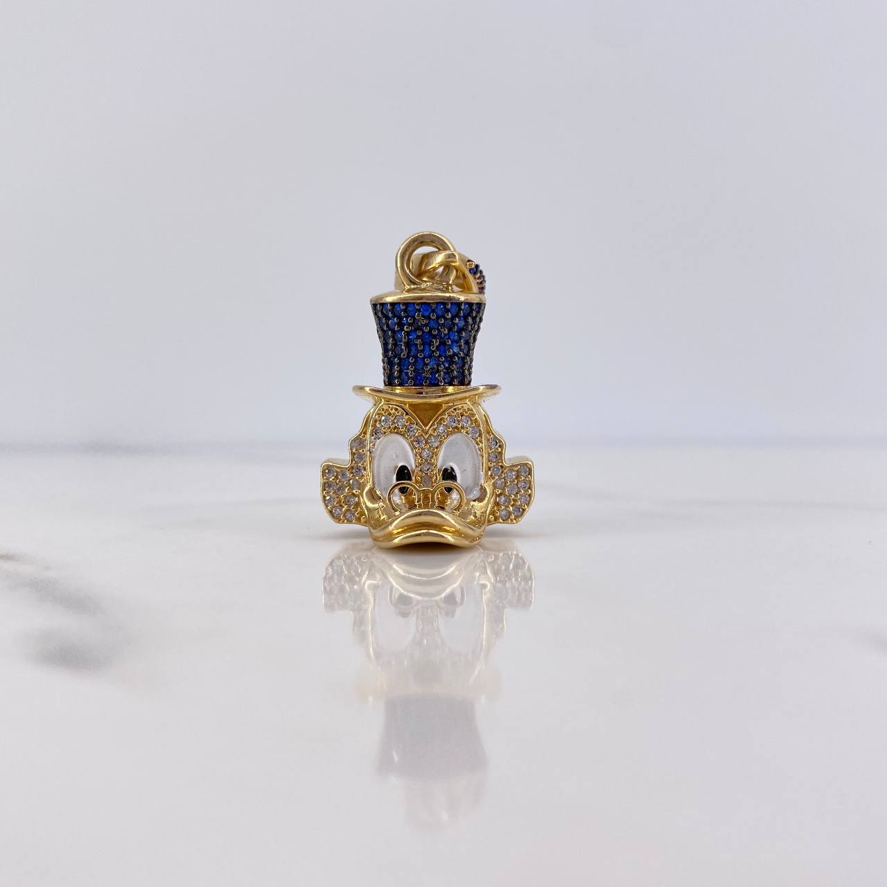 Dije Cabeza Pato Millonario 10gr / 3.7cm / Circones Azules Blancos Oro Amarillo $