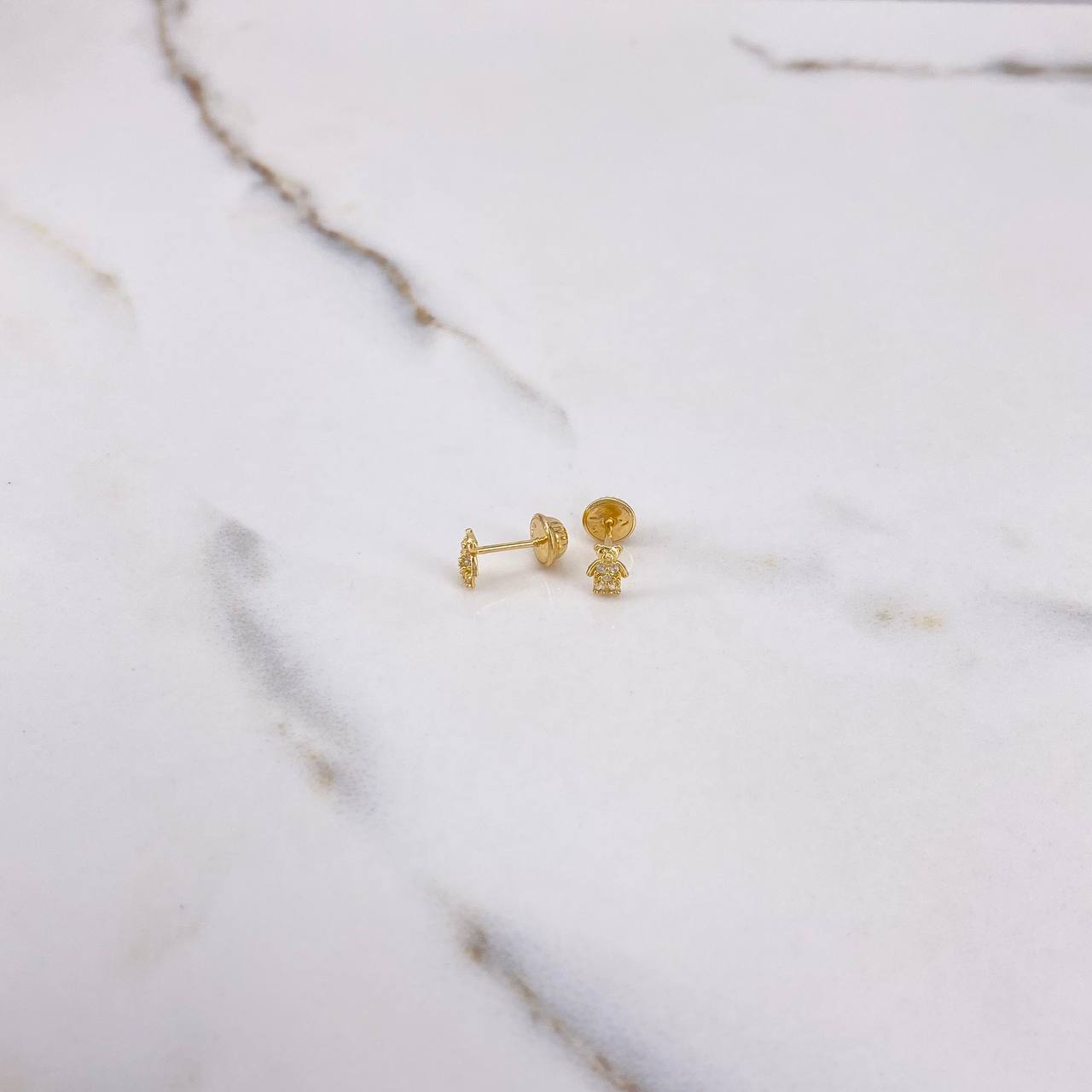 Topos Oso 0.7gr / Circones Blancos Oro Amarillo 18K $