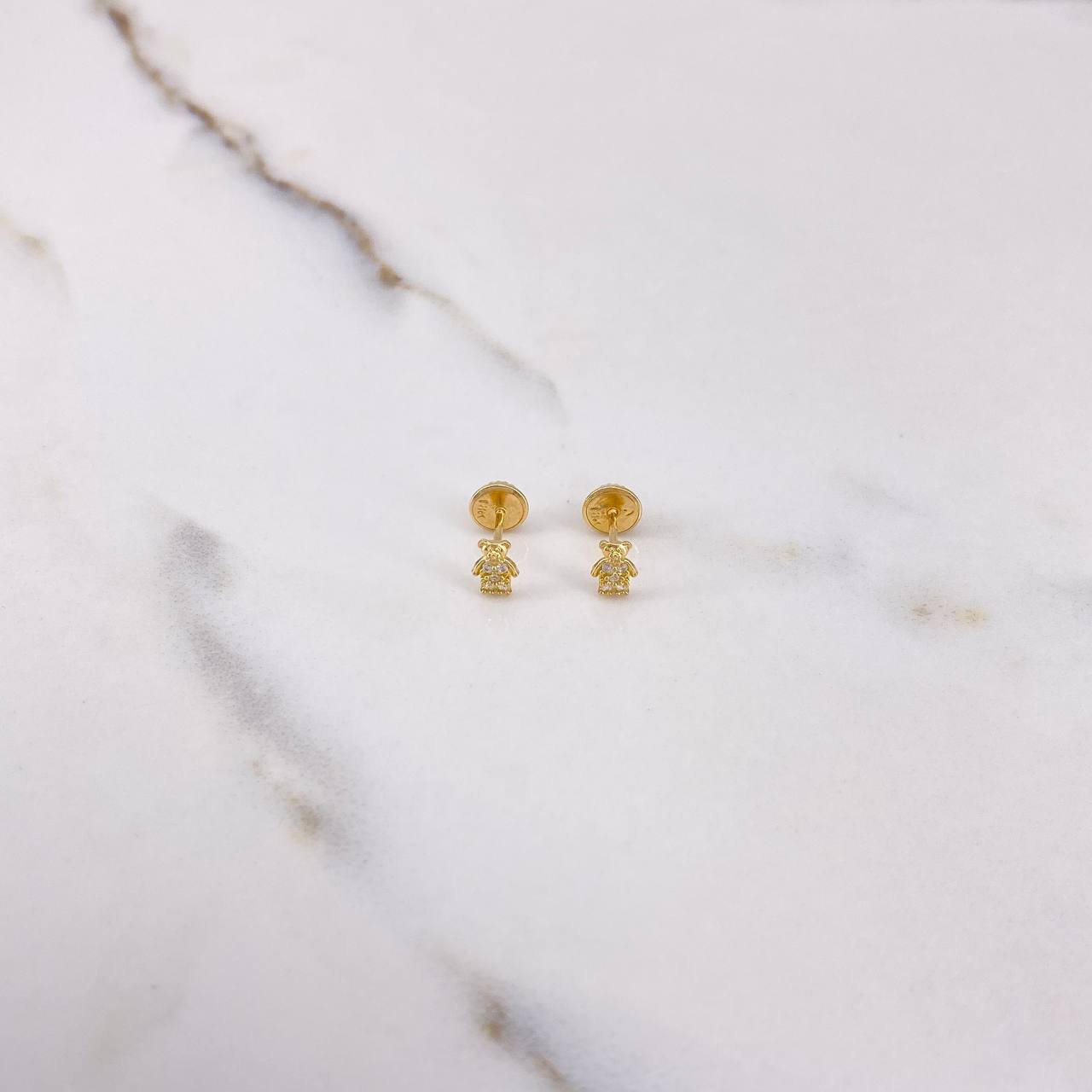 Topos Oso 0.7gr / Circones Blancos Oro Amarillo 18K $