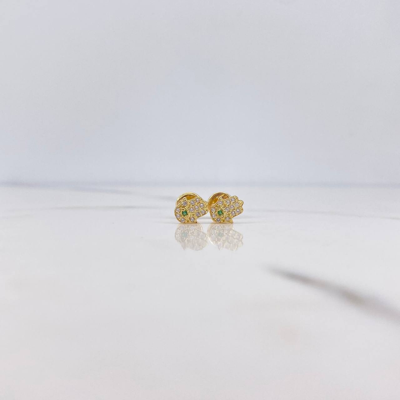 Topos Mano Hamsa 0.7gr / Circones Verde Blancos Oro Amarillo 18K $